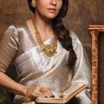 Nayanthara Ma’am Inspired Silver Zari Kanjeevaram Tissue Silk Brocade Weave Saree